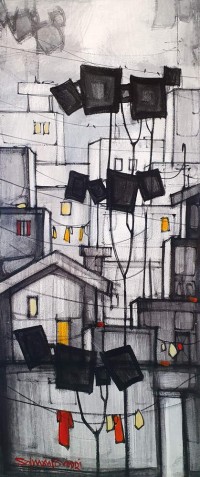Salman Farooqi, 12 x 30 Inch, Acrylic on Canvas, Cityscape Painting, AC-SF-551